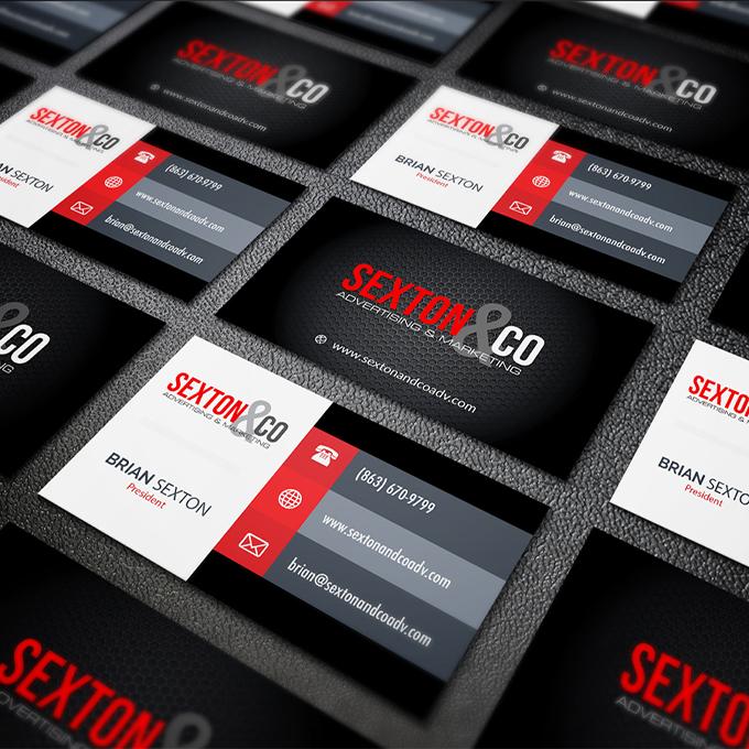 Sexton & Co. Marketing Solutions - Business card image. Brian Sexton, President & Sarah Sexton, Vice President